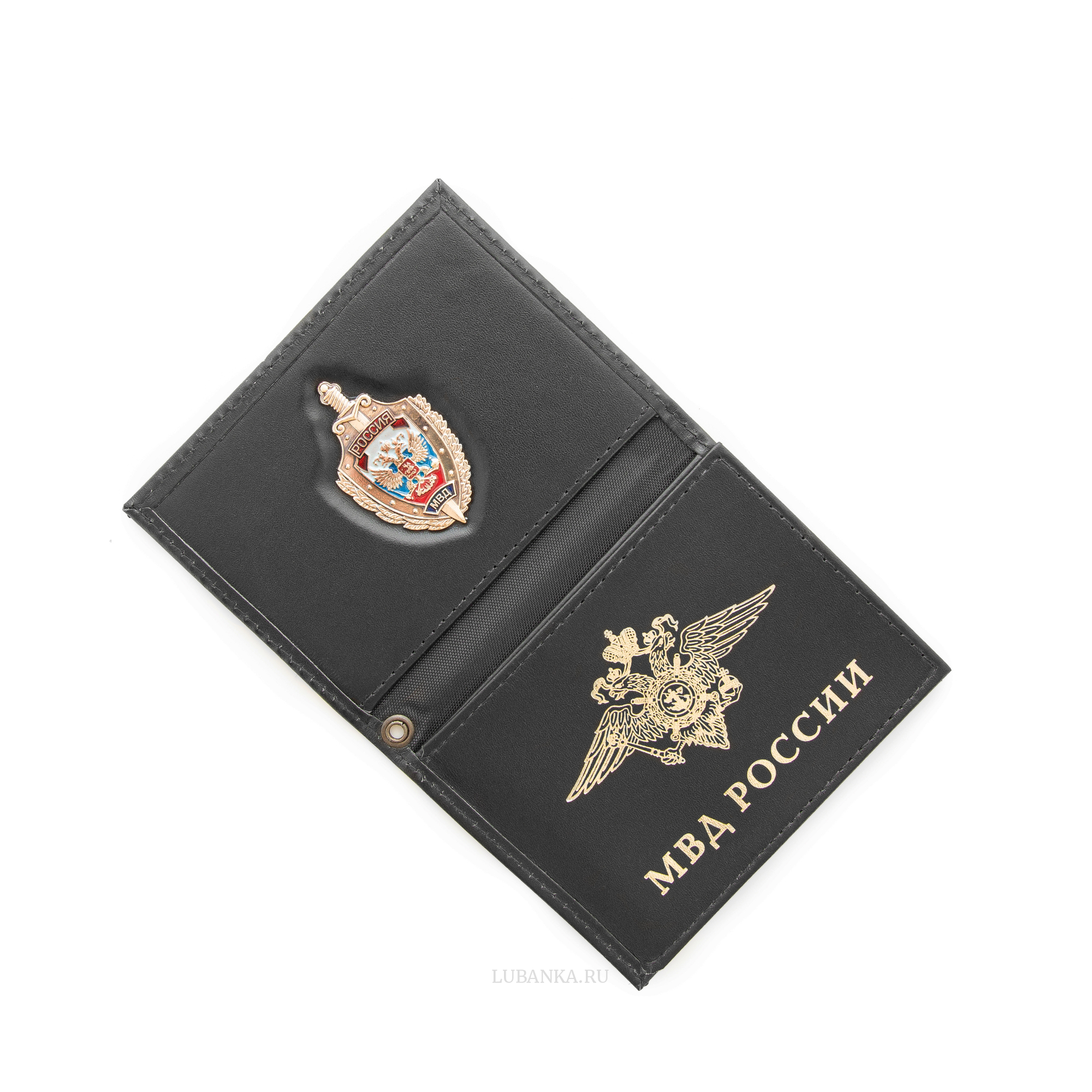 Обложка для удостоверения МВД с жетоном чёрная